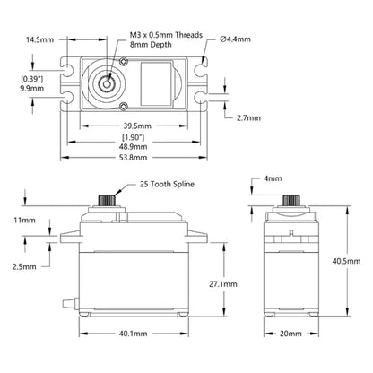ServoCity HSR-M9382TH Brushless Titanium Gear Servo – 7-Turn Programmable High-Torque IP65 Robotics Servo