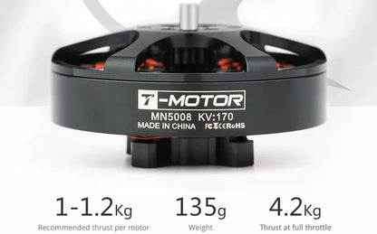 TMotor MN5008 KV170 UAV Brushless Motor Antigravity – High Efficiency, 4.2kg Thrust, IP35 Rated