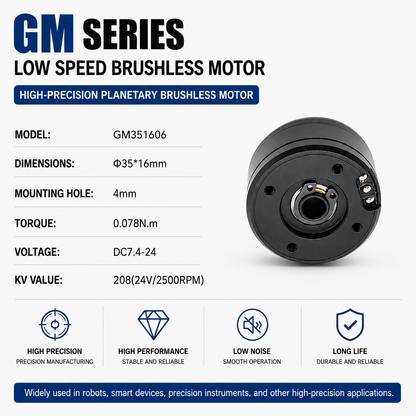 GM Series Hollow Shaft Brushless DC Gimbal Motor Low Speed High Torque Outer Rotor Motor for Robotic Arm Joint